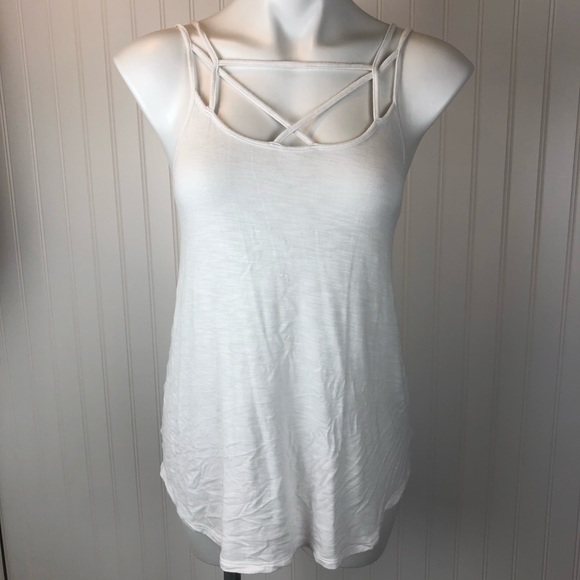 White Crossed String Tank - Picture 1 of 3